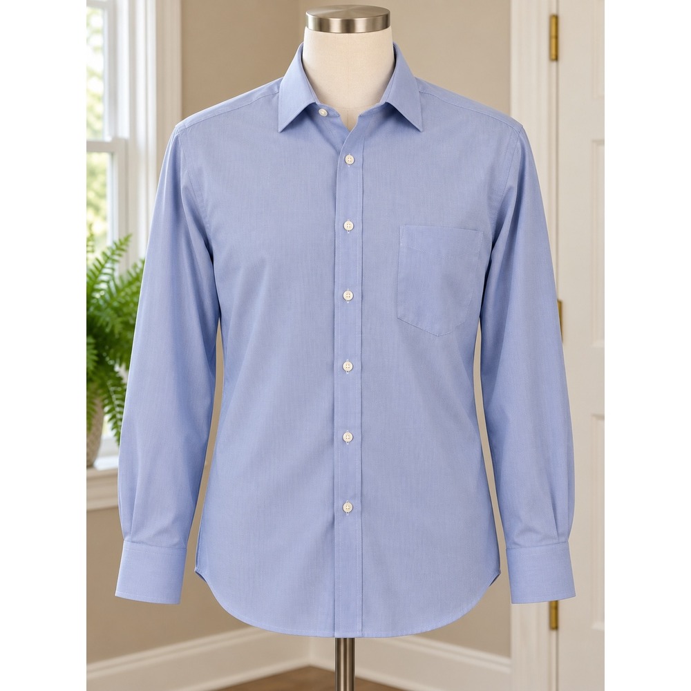 Brooks Brothers Est 1818 Milano Fit Dress Shirt Blue Supima Cotton 15-34 Medium